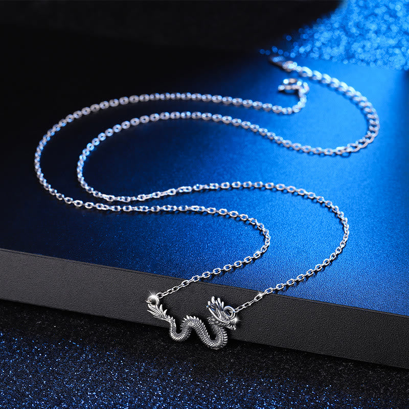 Collier avec pendentif en chaîne de protection du dragon de bon augure en argent sterling 925 Buddha Stones