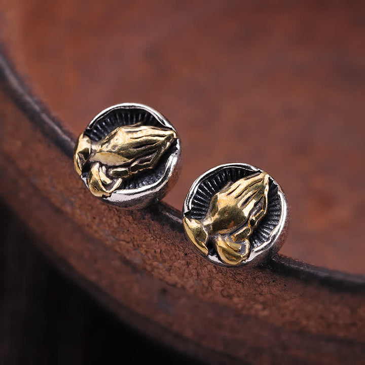 Boucles d'oreilles à tige Namaste Equality en argent sterling 925 Buddha Stones - image 4