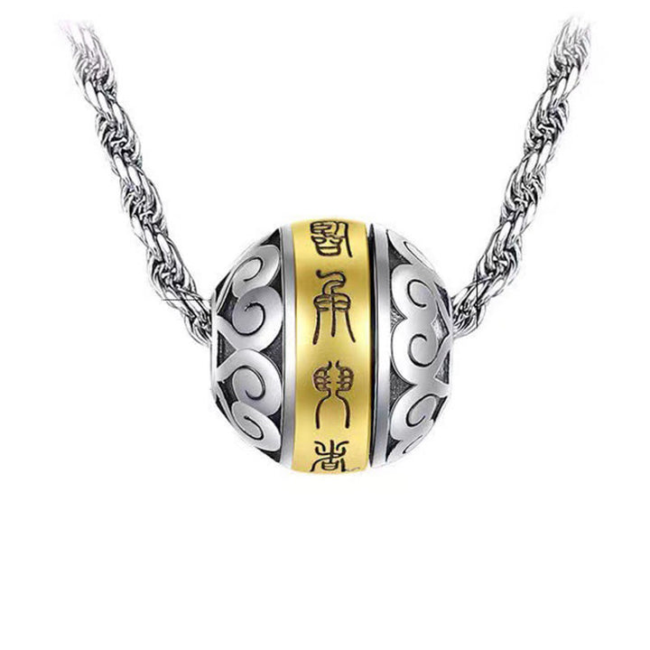 Collier pendentif rotatif en amulette gravée avec mantra taoïste à neuf caractères de Buddha Stones