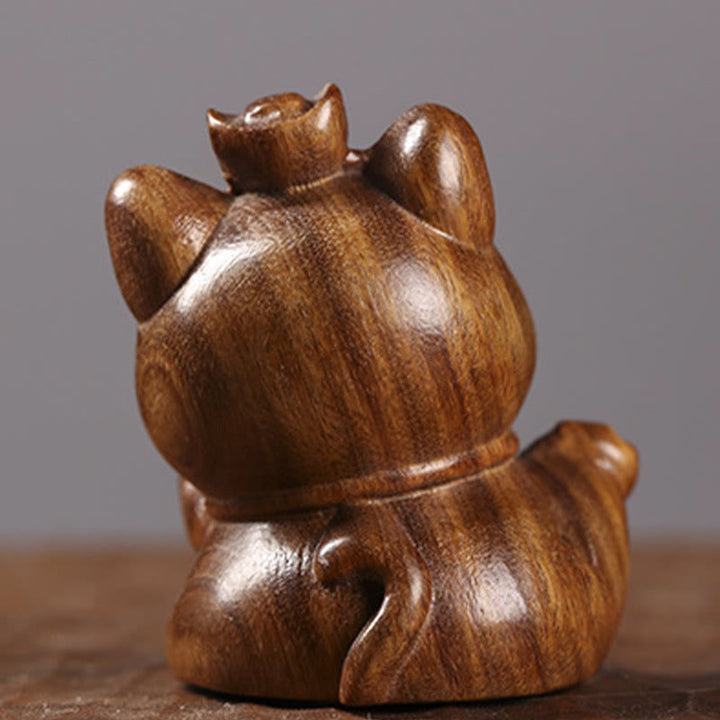 Mini lingot de bois de santal vert en Buddha Stones, chat porte-bonheur sculpté, décorations de bureau pour la paix - image 12