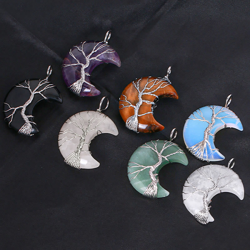 Collier pendentif en cristal de quartz naturel Buddha Stones Moon Tree Of Life Healing Energy - image 20