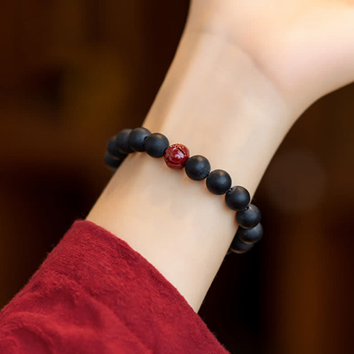 Bracelet de guérison tibétain en Buddha Stones , cyprès, cinabre et lotus