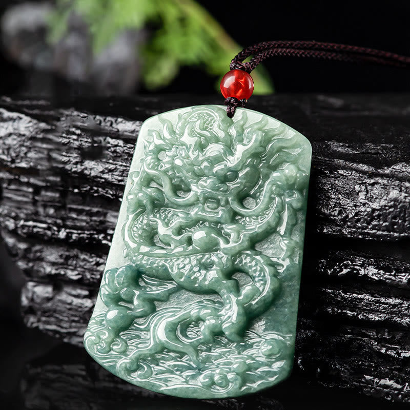 Collier pendentif en jade naturel avec Buddha Stones et signe du zodiaque chinois, dragon de la mer, porte-bonheur - image 7