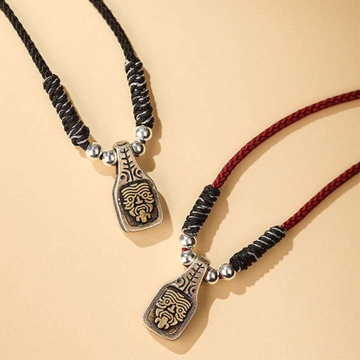 Collier avec pendentif en corde de protection de la déesse de la richesse Zakiram en argent sterling 925 tibétain avec Buddha Stones