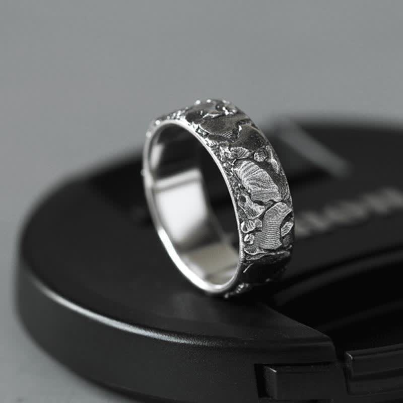 Bague en cuivre avec motif de roche et Buddha Stones