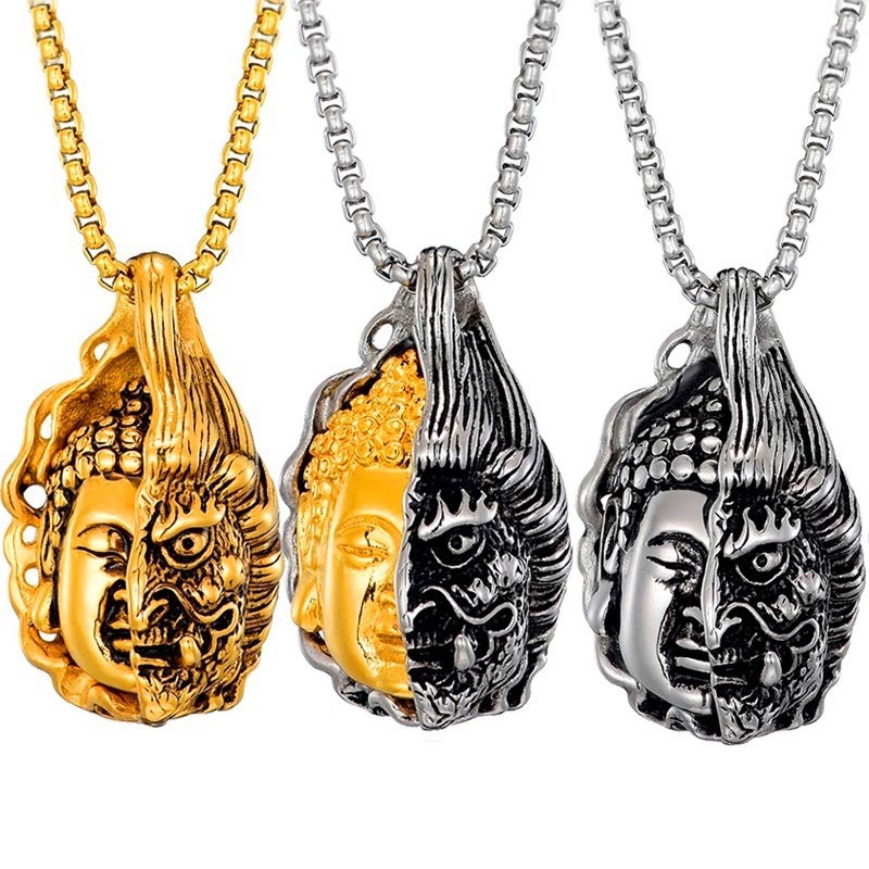 Collier puissant mi-bouddha mi-diable en Buddha Stones
