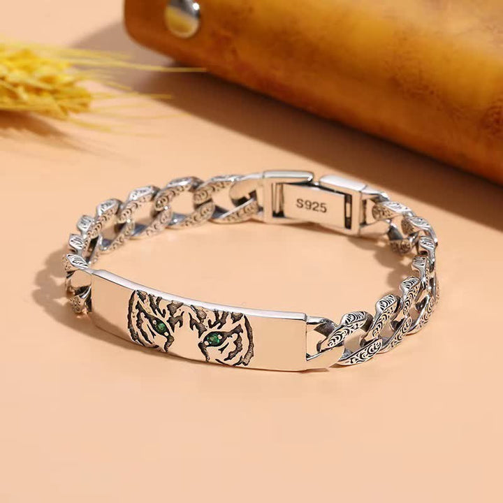 Bracelet manchette porte-bonheur en cuivre avec motif tigre