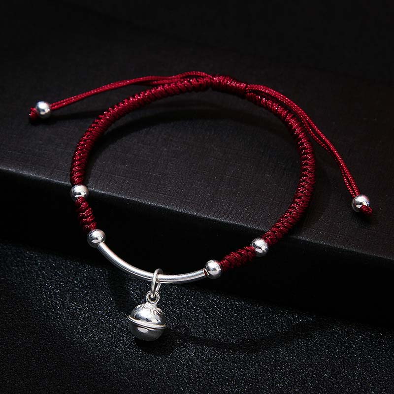 Bracelet Feng Shui porte-bonheur avec clochette rouge et Buddha Stones