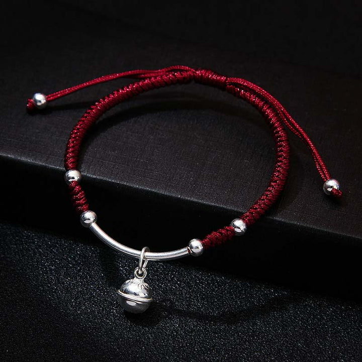 Bracelet Feng Shui porte-bonheur avec clochette rouge et Buddha Stones