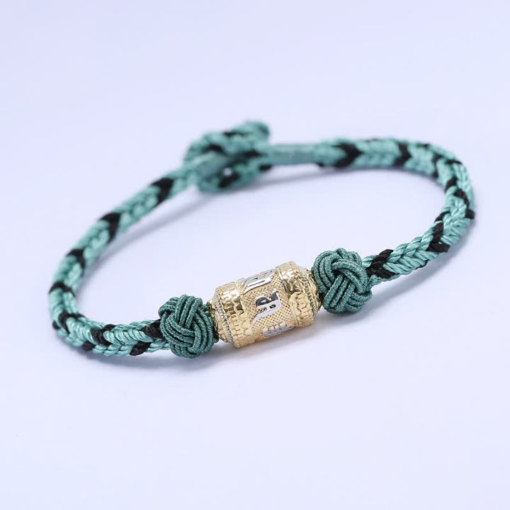 Bracelet en argent sterling 925 Buddha Stones et roue de prière Om Mani Padme Hum, chance et force, cordon rouge