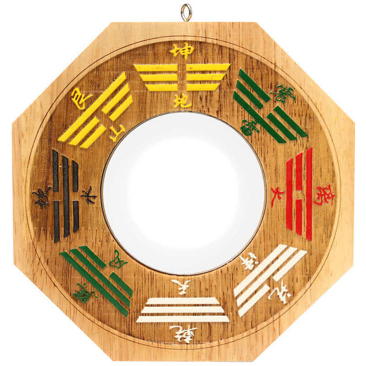 Carte Feng Shui Bagua Miroir de carte d'équilibre énergétique en bois de pêcher