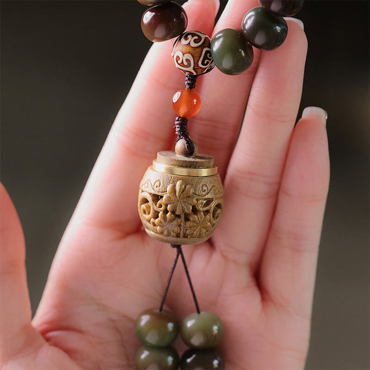Bracelet Mala 108 Buddha Stones en pierre de Bodhi de couleur Dunhuang, perle Dzi pour éloigner les mauvais esprits