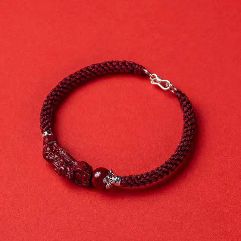 Bracelet tressé PiXiu Cinabre Fait Main par Buddha Stones
