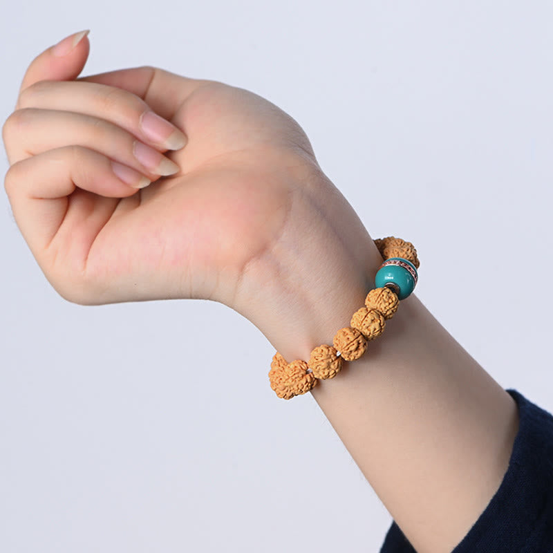 Bracelet de richesse et de bon augure en Buddha Stones tibétaines Rudraksha Bodhi Seed