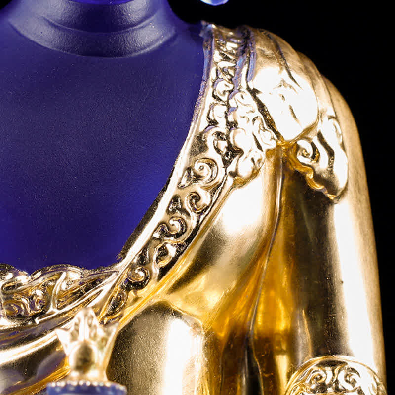 Buddha Stones Bouddha de médecine Pièce d'art en cristal Liuli faite à la main Statue de compassion Décoration d'offrande de bureau à domicile - image 18