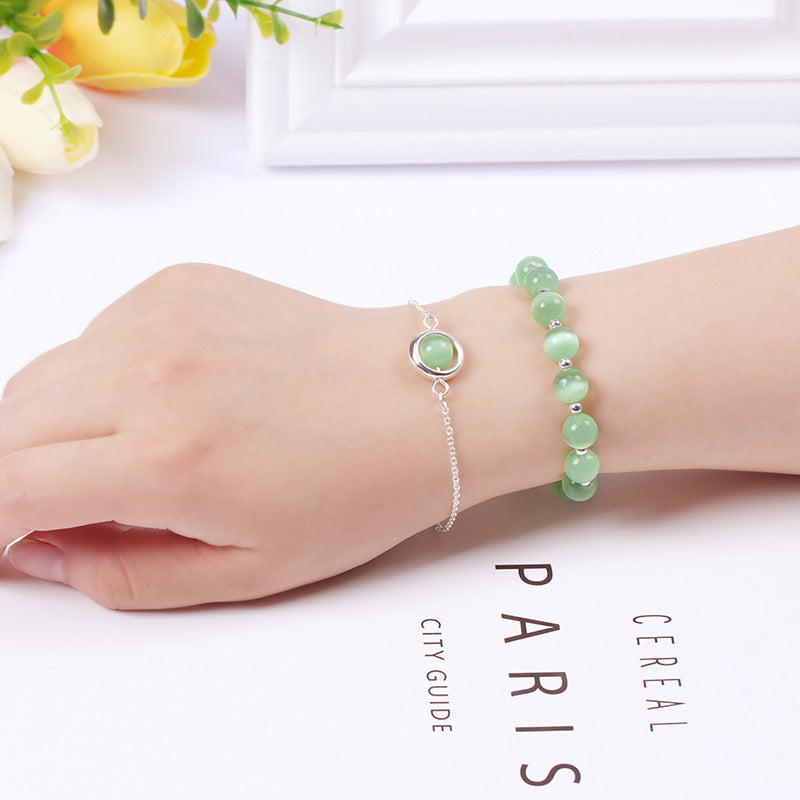 Bracelet positif en cristal de quartz fraise et pierre de soleil Buddha Stones