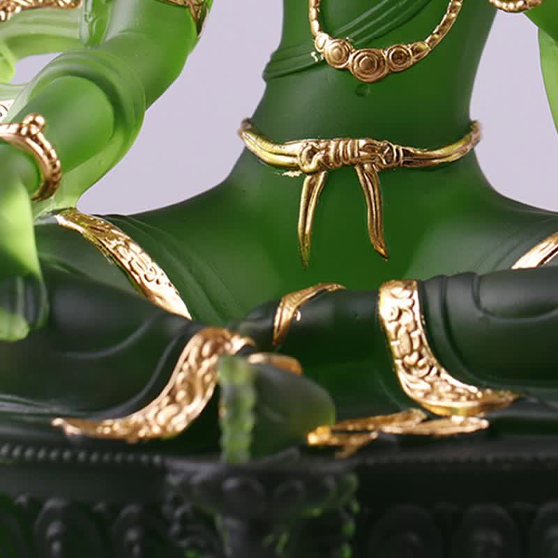 Buddha Stones Bodhisattva Tara verte Pièce d'art en cristal Liuli faite à la main Protection Maison Bureau Statue Décoration - image 11