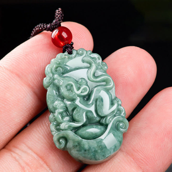 Buddha Stones pendentif de prospérité en jade naturel avec 12 signes du zodiaque chinois - image 8