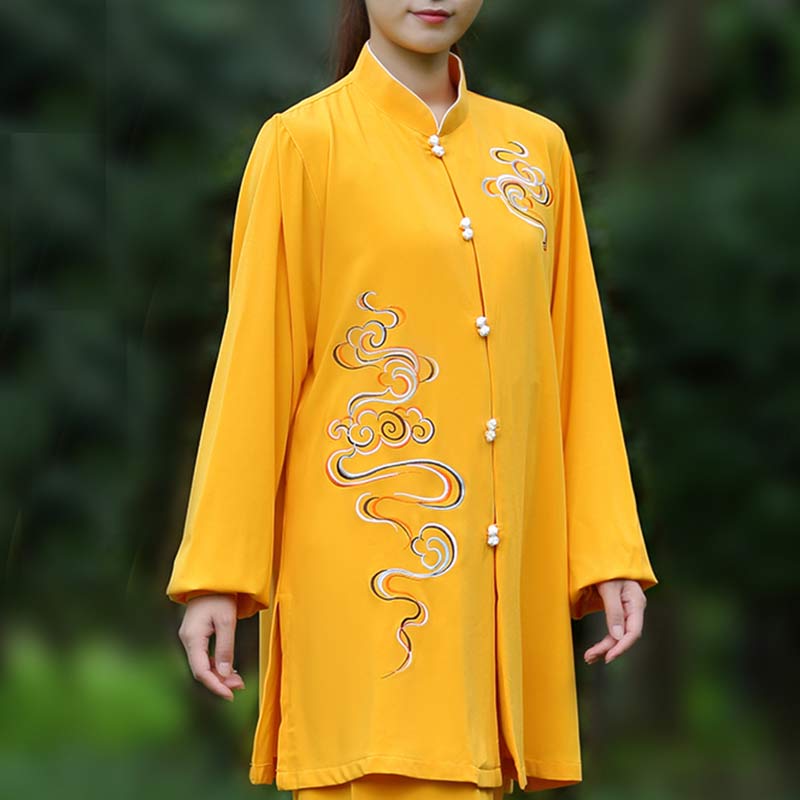 Ensemble de vêtements unisexe avec broderie de Buddha Stones et nuages de bon augure, méditation, prière, spirituel, zen, tai-chi, qigong
