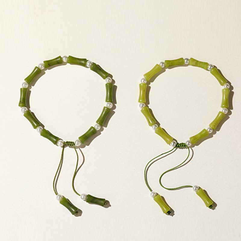 Bracelet en Buddha Stones avec motif bambou et péridot naturel