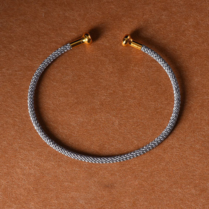 Bracelet manchette tressé fait main avec Buddha Stones au design simple - Gris - image 26