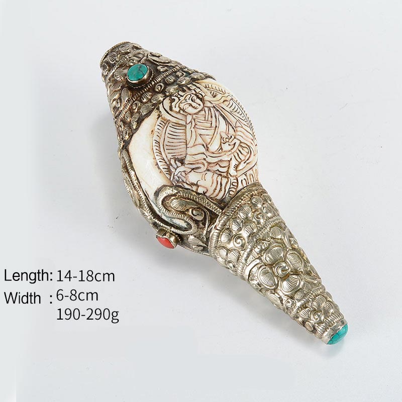 Coquillage de Bouddha Shankha gravé à la main tibétain, décoration positive de richesse - Gourou Rinpoché - image 14