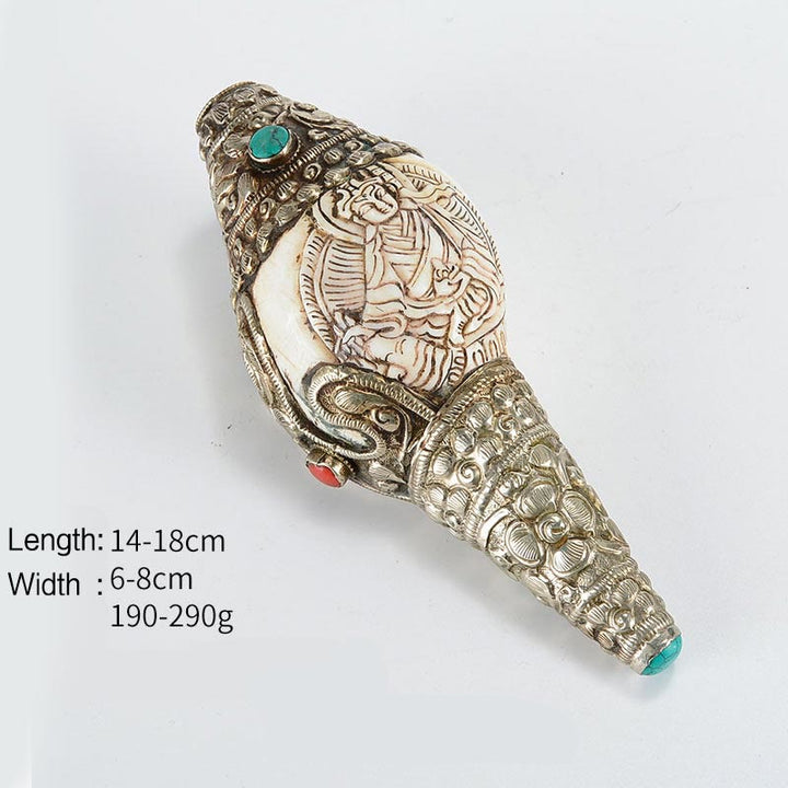 Coquillage de Bouddha Shankha gravé à la main tibétain, décoration positive de richesse - Gourou Rinpoché - image 14