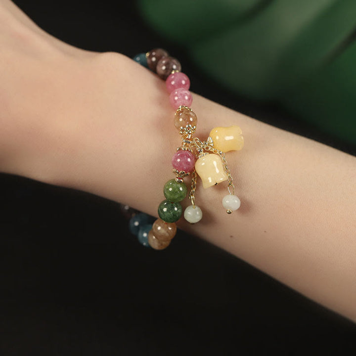 Bracelet d'amour en perles de fleur de tourmaline colorée naturelle Buddha Stones