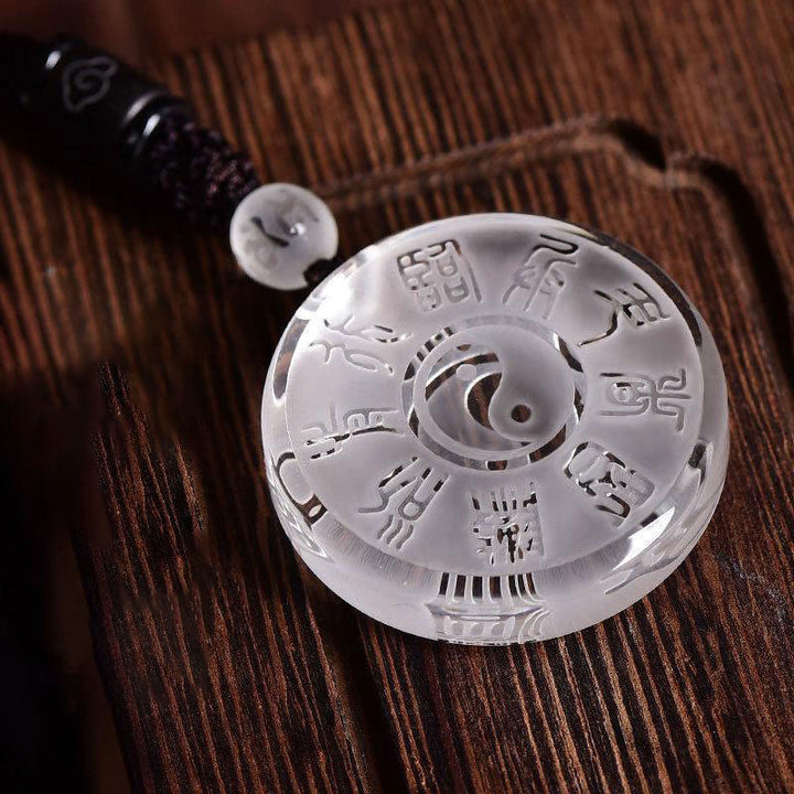 Buddha Stones Taoïsme Cinq montagnes sacrées Symbole Yin Yang Collier pendentif d'équilibre en cristal Liuli Porte-clés - image 4