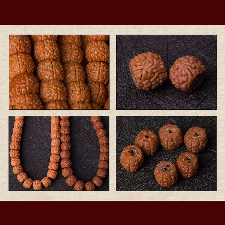 Bracelet tibétain en 108 perles de Mala Rudraksha Bodhi Seed Zodiac chinois Bouddha natal Richesse Charm