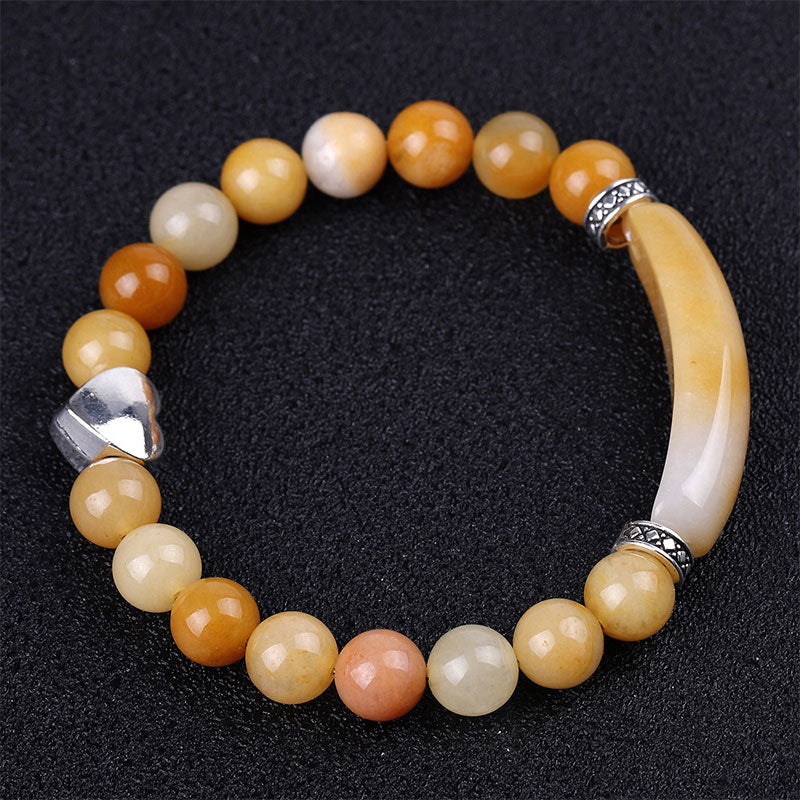 Bracelet unisexe en forme de cœur avec perles en cristal naturel