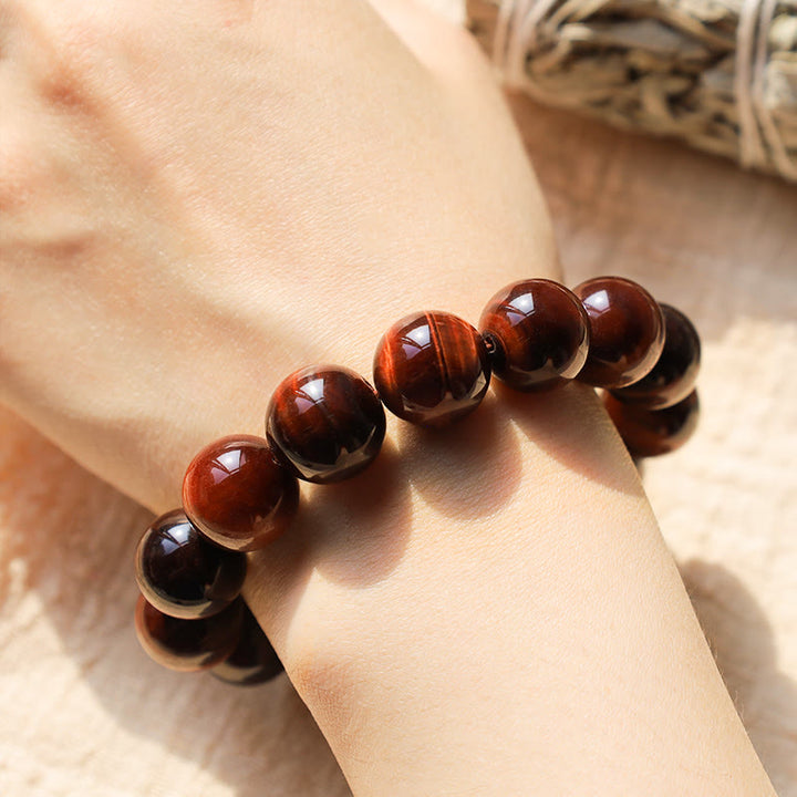 Bracelet de perles de guérison en œil de tigre naturel Buddha Stones - image 7