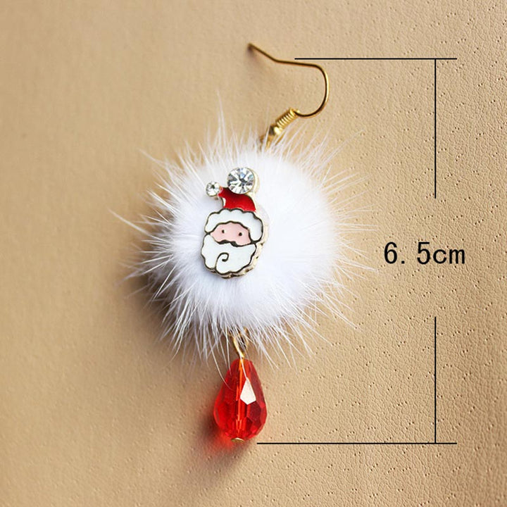 Boucles d'oreilles pompon en fourrure de Père Noël et élan