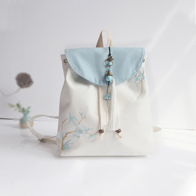 Sac à dos en toile de grande capacité brodé à la main avec Buddha Stones