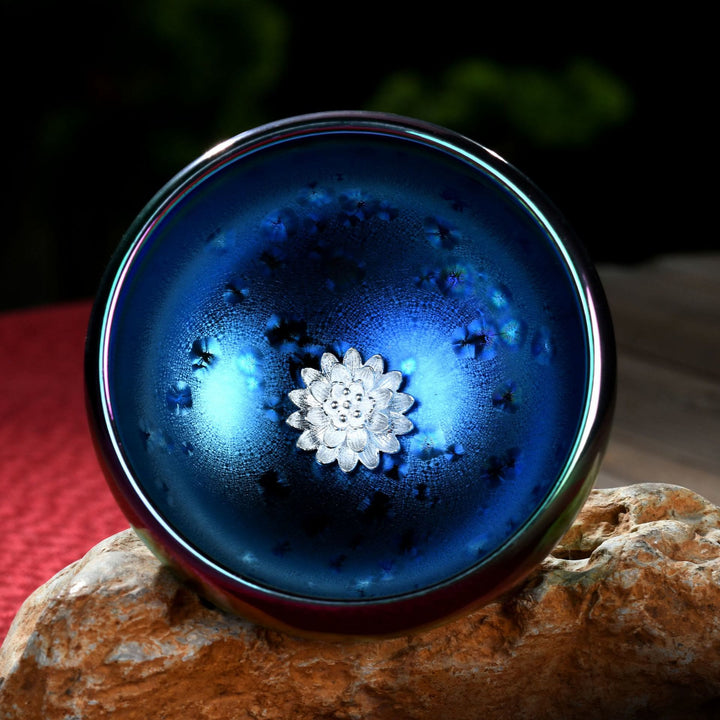 Buddha Stones Lotus Dragon Phénix Poisson Koi Paon Chinois Jianzhan Incrusté Four Changement Tasse à Thé en Céramique Tasse à Thé Kung Fu