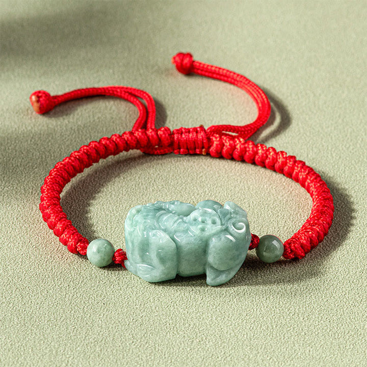 Bracelet tressé en jade naturel fait main avec Buddha Stones et protection PiXiu King Kong