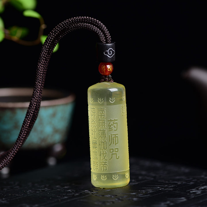 Collier pendentif force bonheur citrine Sutra du cœur