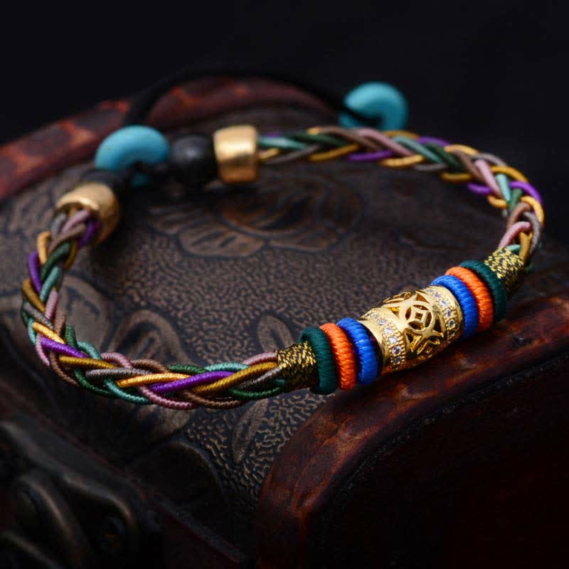 Buddha Stones en fil tissé fait main avec huit fils et pièces de cuivre