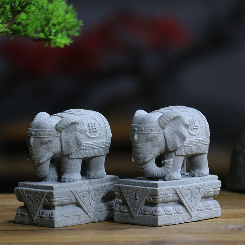 Buddha Stones Lion Fu Foo Chiens Éléphant Éloignez le Mal Bénédiction Décoration de la Maison - Petit éléphant - image 12