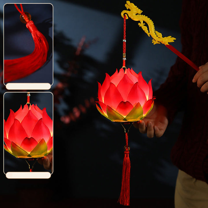 Lampe à pompon en forme de lanterne en forme de Buddha Stones et de fleur de lotus à faire soi-même