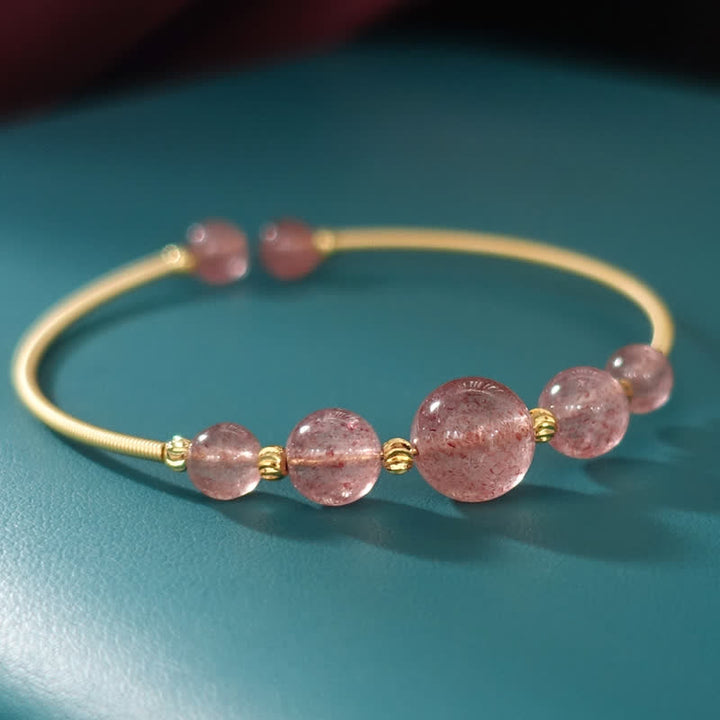 Bracelet de guérison d'amour en quartz fraise naturel Buddha Stones