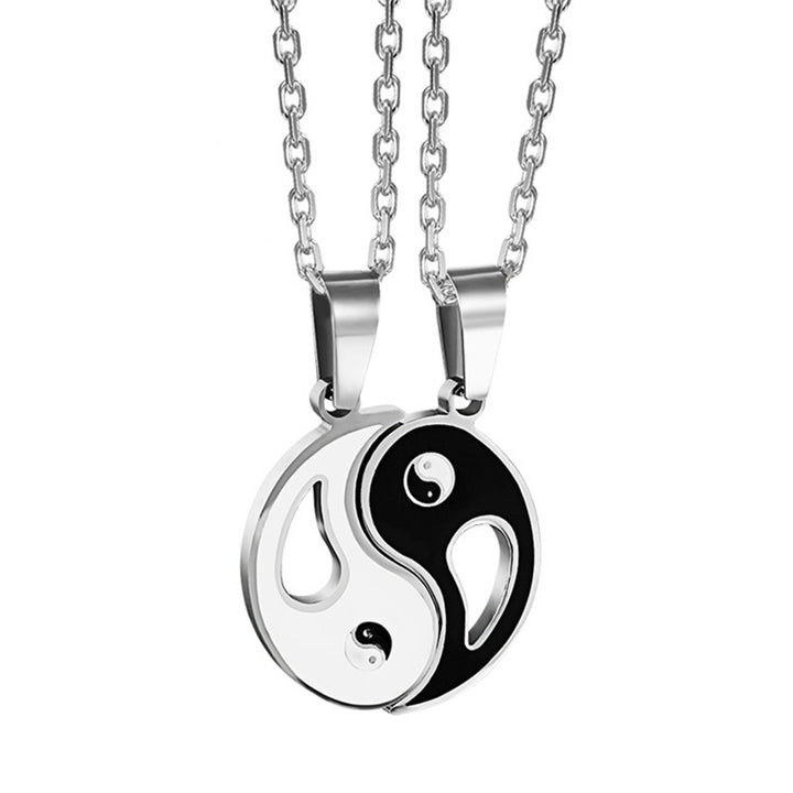 Collier avec pendentif Yin Yang pour couple, 2 pièces