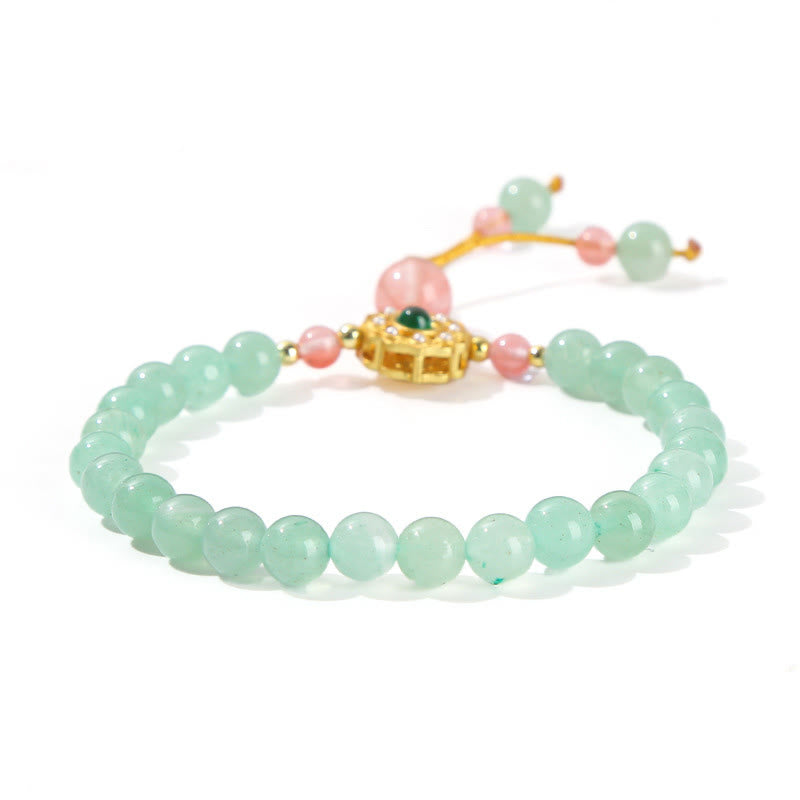 Buddha Stones Bracelet de perles de chance en Aventurine Verte