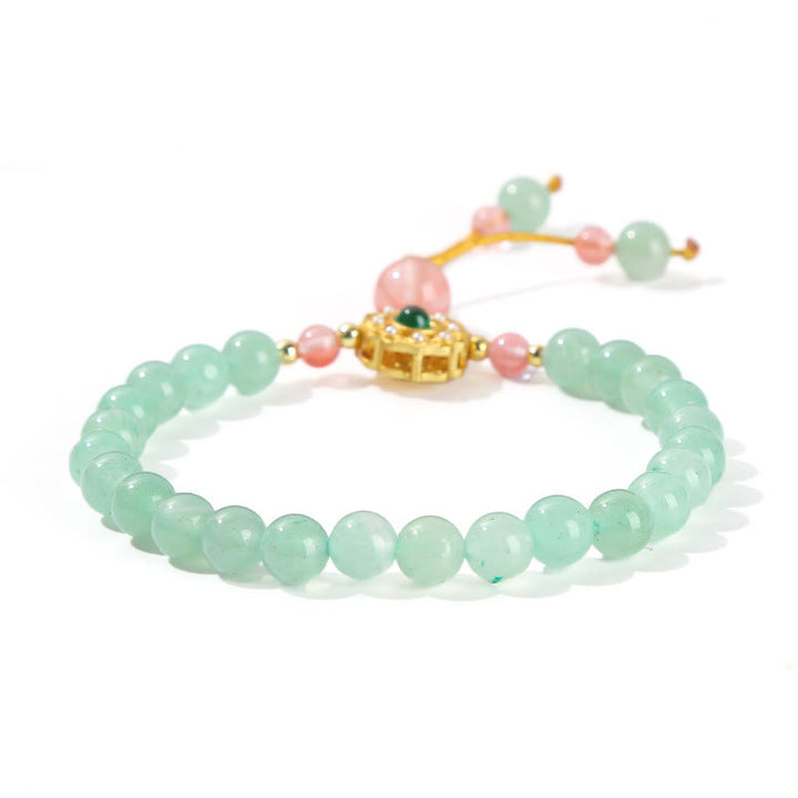 Buddha Stones Bracelet de perles de chance en Aventurine Verte