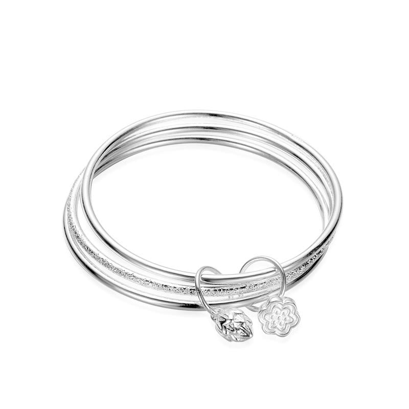 Bracelet jonc en cuivre blanc avec fleur de lotus et Buddha Stones
