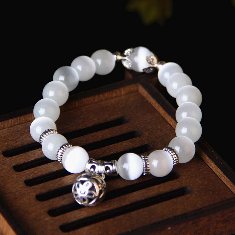 Bracelet porte-bonheur tibétain œil de chat Buddha Stones
