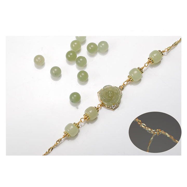 Bracelet porte-bonheur en jade Hetian plaqué or 14 carats de Buddha Stones