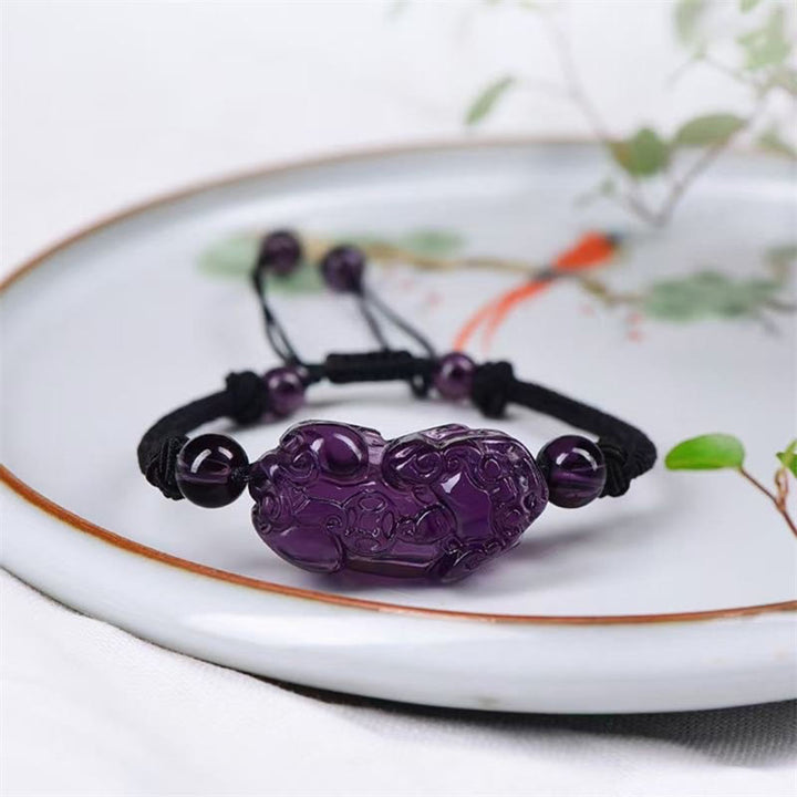 Bracelet de richesse en obsidienne naturelle, améthyste, citrine, PiXiu Cooper