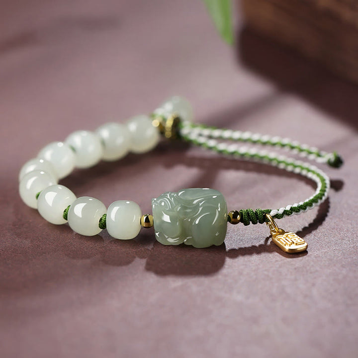 Bracelet en jade naturel Hetian PiXiu Luck Fu