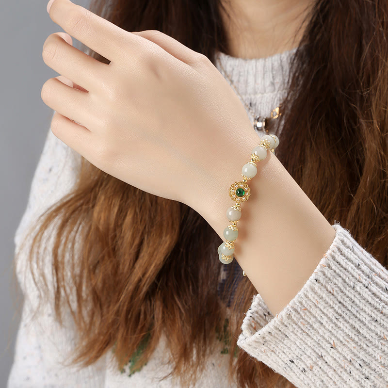 Bracelet chaîne de perles de prospérité en jade naturel Buddha Stones